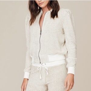 Studio by David Lerner Vanessa Gray and White Striped Terry Jacket